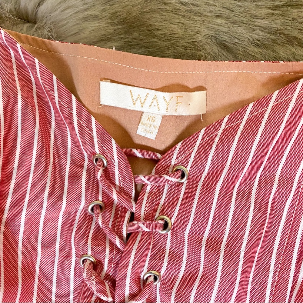 WAYF NWOT Frankie Bustier lace up crop red stripe - Picture 3 of 5